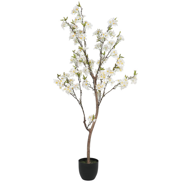 Beachcrest Home 60" Artificial Apple Blossom Tree in Planter & Reviews